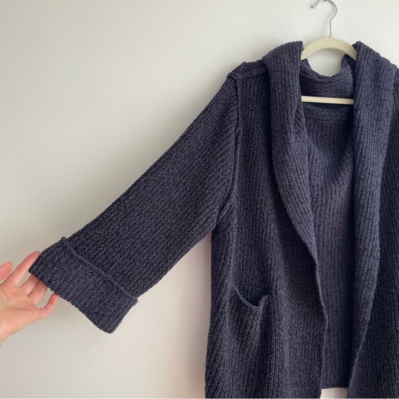 Free people Low tide cardigan navy blue knit sweater open slouchy extra small S - Picture 7 of 13